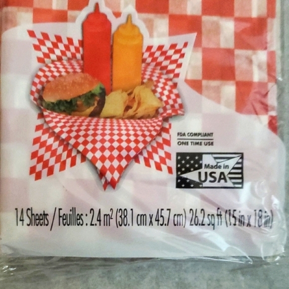 Red and White Waxed Basket Liners - Picture 2 of 2